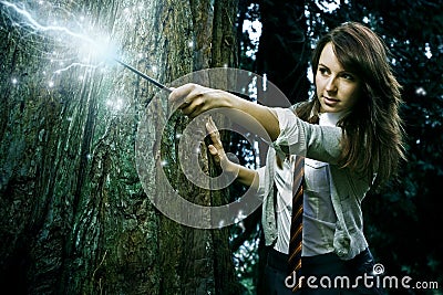 Wizard girl Stock Photo