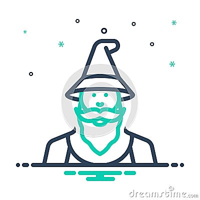 Mix icon for Wizard, sorcerer and warlock Vector Illustration