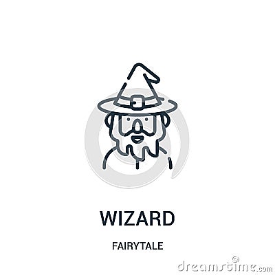 wizard icon vector from fairytale collection. Thin line wizard outline icon vector illustration Vector Illustration