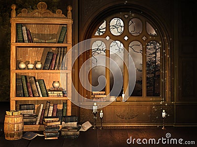 Wizard's library Stock Photo