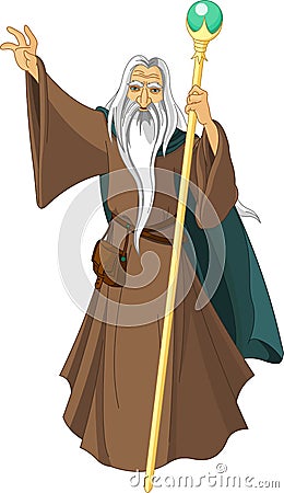 Wizard with staff Vector Illustration