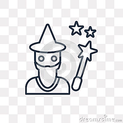 Wizard vector icon isolated on transparent background, linear Wi Vector Illustration