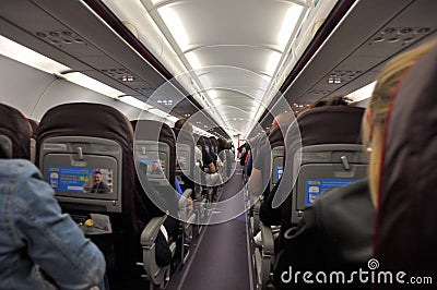 WizzAir airplanes interior view. Editorial Stock Photo