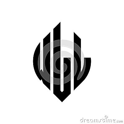 WLL circle letter logo design with circle and ellipse shape. WLL ellipse letters with typographic style. The three initials form a Vector Illustration