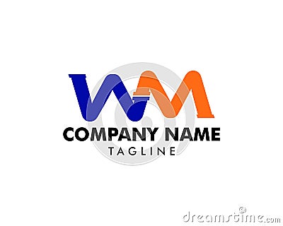 WM Pipe Letter Logo Icon Design Vector Illustration