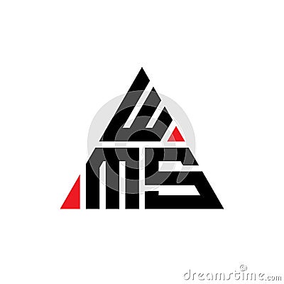 WMS triangle letter logo design with triangle shape. WMS triangle logo design monogram. WMS triangle vector logo template with red Vector Illustration