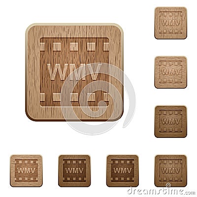 WMV movie format wooden buttons Stock Photo