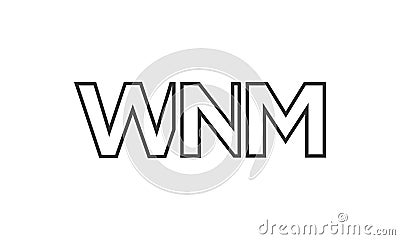 WNM logo design template with strong and modern bold text. Initial based vector logotype featuring simple and minimal typography. Vector Illustration