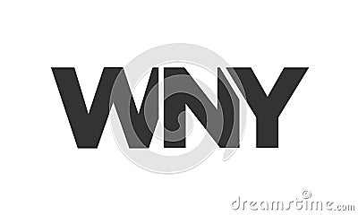 WNY logo design template with strong and modern bold text. Initial based vector logotype featuring simple and minimal typography. Vector Illustration