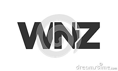WNZ logo design template with strong and modern bold text. Initial based vector logotype featuring simple and minimal typography. Vector Illustration