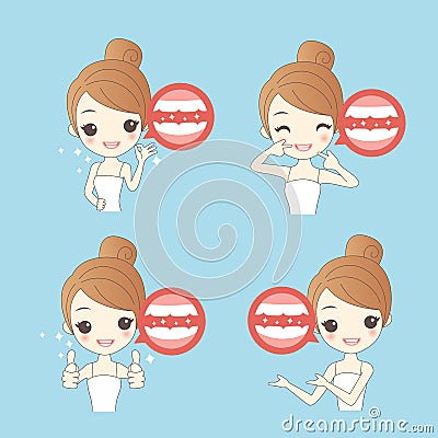 Woamn with health teeth Vector Illustration