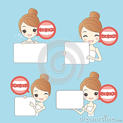 Woamn with teeth whiten Vector Illustration