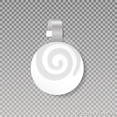 Wobbler or sales point tag mock up. Blank White Round Papper Plastic Advertising Price Wobbler Front view. on transparent Vector Illustration