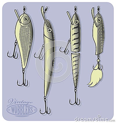 Wobblers or artificial fishing lures Vector Illustration