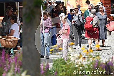 Weekly green market in Gmunden, Upper Austria; Austria, Europe Editorial Stock Photo