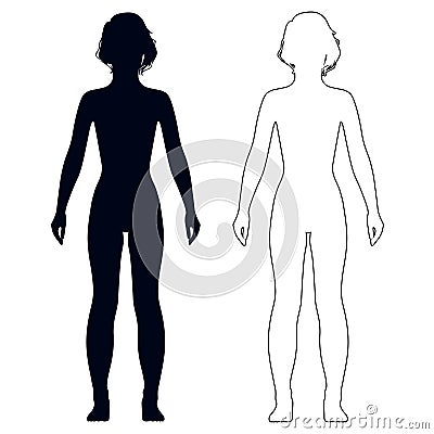 Naked Standing Girl Silhouette Vector Illustration | CartoonDealer.com