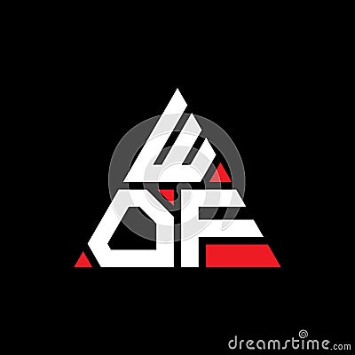 WOF triangle letter logo design with triangle shape. WOF triangle logo design monogram. WOF triangle vector logo template with red Vector Illustration