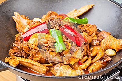 Wok spicy chicken Stock Photo