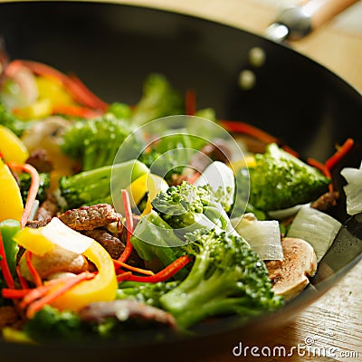 Wok stir fry Stock Photo