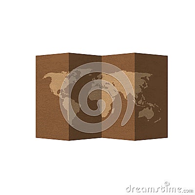 Wold Map fold old Vector Illustration