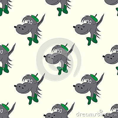 Wolf abstract seamless pattern on a light background Vector Illustration