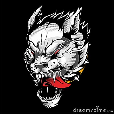 Wolf angry vector hand drawing isolated Vector Illustration