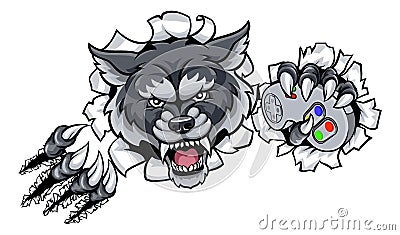 Wolf Animal Esports Gamer Mascot Vector Illustration