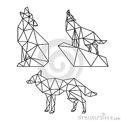 Wolf animal low poly Vector Illustration