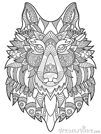 Wolf coloring book for adults vector illustration Vector Illustration