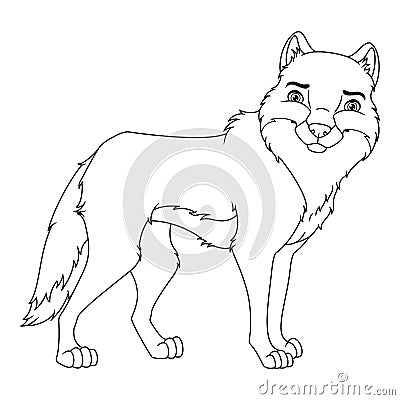 Wolf coloring page cartoon illustration Vector Illustration