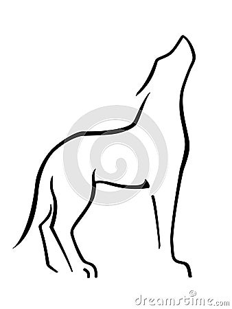 Wolf or dog howls - linear stylized picture - sign, symbol, icon or logo -vector template. Vector Illustration