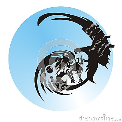 Wolf and eagle in a circle Vector Illustration