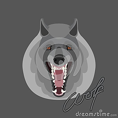 Wolf face vector illustration style Flat head Vector Illustration