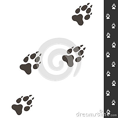 Wolf footprints. Vector illustration isolated on white. Wildlife Vector Illustration