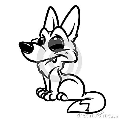 Wolf Gray cute cartoon illustration animal character coloring page Cartoon Illustration