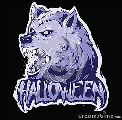 Wolf head and halloween text Stock Photo