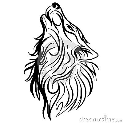 Wolf head howl design tribal tattoo vector Vector Illustration