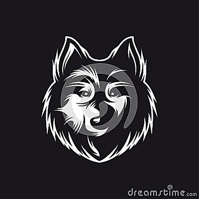 Wolf head monochrome symbol. Vector vintage illustration. Vector Illustration