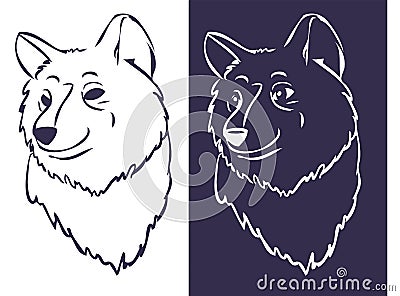 Wolf-head stencil 02 Cartoon Illustration