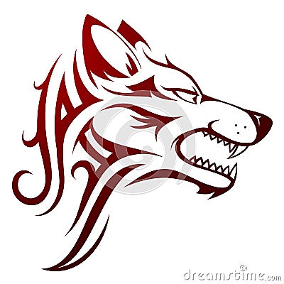 Wolf head tattoo in tribal art style Vector Illustration