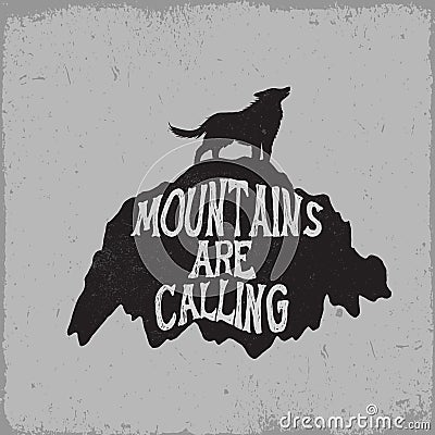 Wolf howling on mountain Vector Illustration