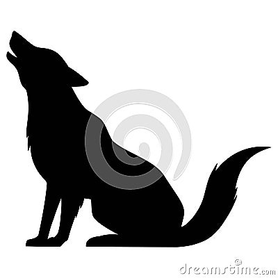 Wolf Howling Silhouette Vector Illustration