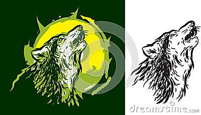 Wolf howling Vector Illustration