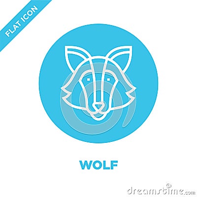 wolf icon vector from animal head collection. Thin line wolf outline icon vector illustration. Linear symbol for use on web and Vector Illustration