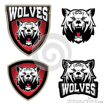 Wolf illustration. Angry Wolves, sport club or team emblem Vector Illustration