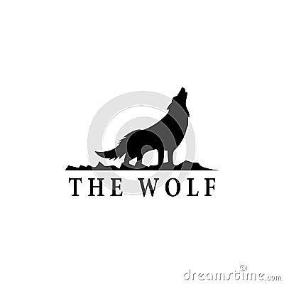 Wolf logo template vector Cartoon Illustration