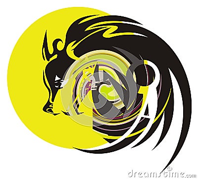 Wolf and moon Vector Illustration