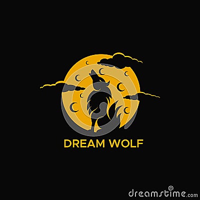 Wolf moon logo vector illustration Cartoon Illustration