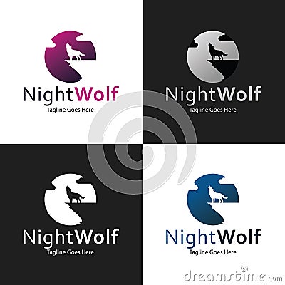 Wolf Night Icon Vector Illustration