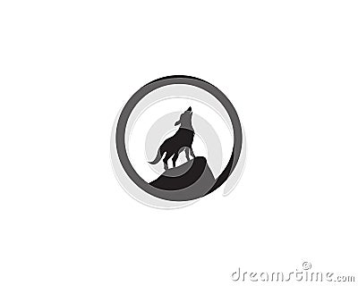 Wolf night black logo and symbol vector Vector Illustration